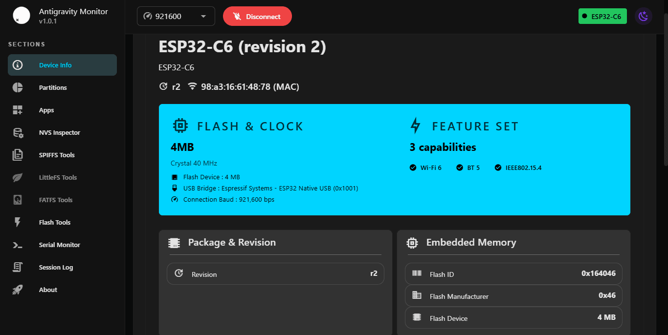 Antigravity Monitor Interface